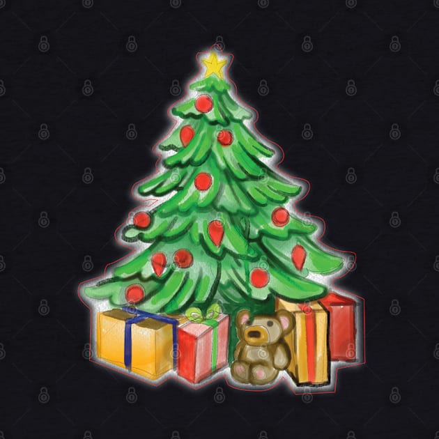 Christmas tree with presents by holidaystore